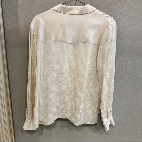 Jason Wu | 10 | cream Women's Floral Jacquard Satin Pajama style Shirt - Picture 3 of 7